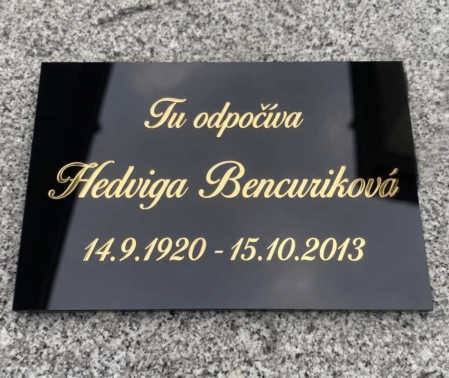 Náhrobná tabuľka obdĺžnik písmo zlaté