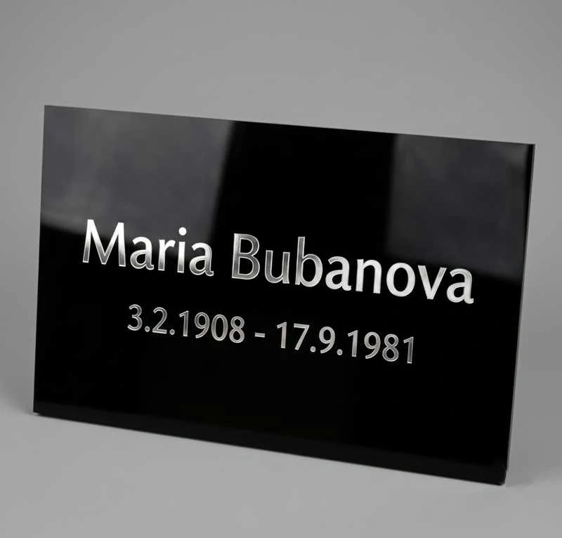 Náhrobná tabuľa obdĺžnik písmo strieborné - rôzne veľkosti (hrúbka 3mm)