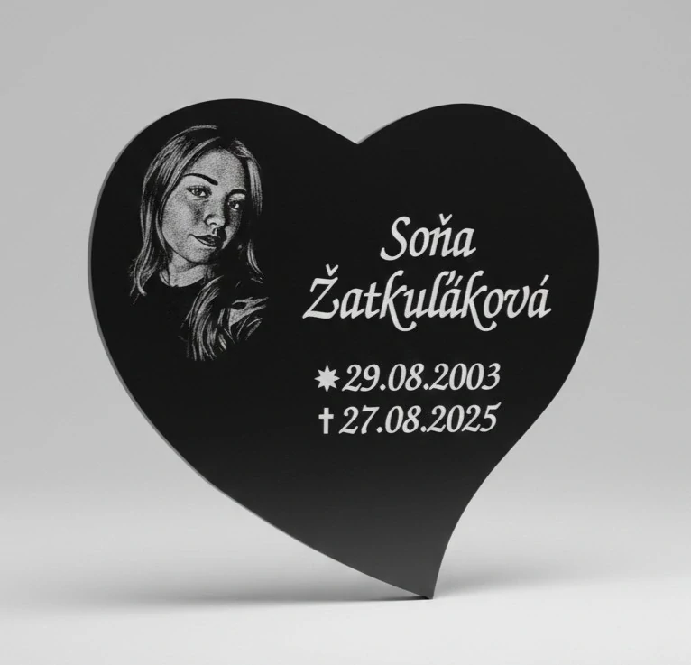 Náhrobná tabuľa srdce s fotkou