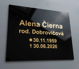 Náhrobná tabuľka obdĺžnik 40x30cm písmo zlaté (hrúbka 3mm)